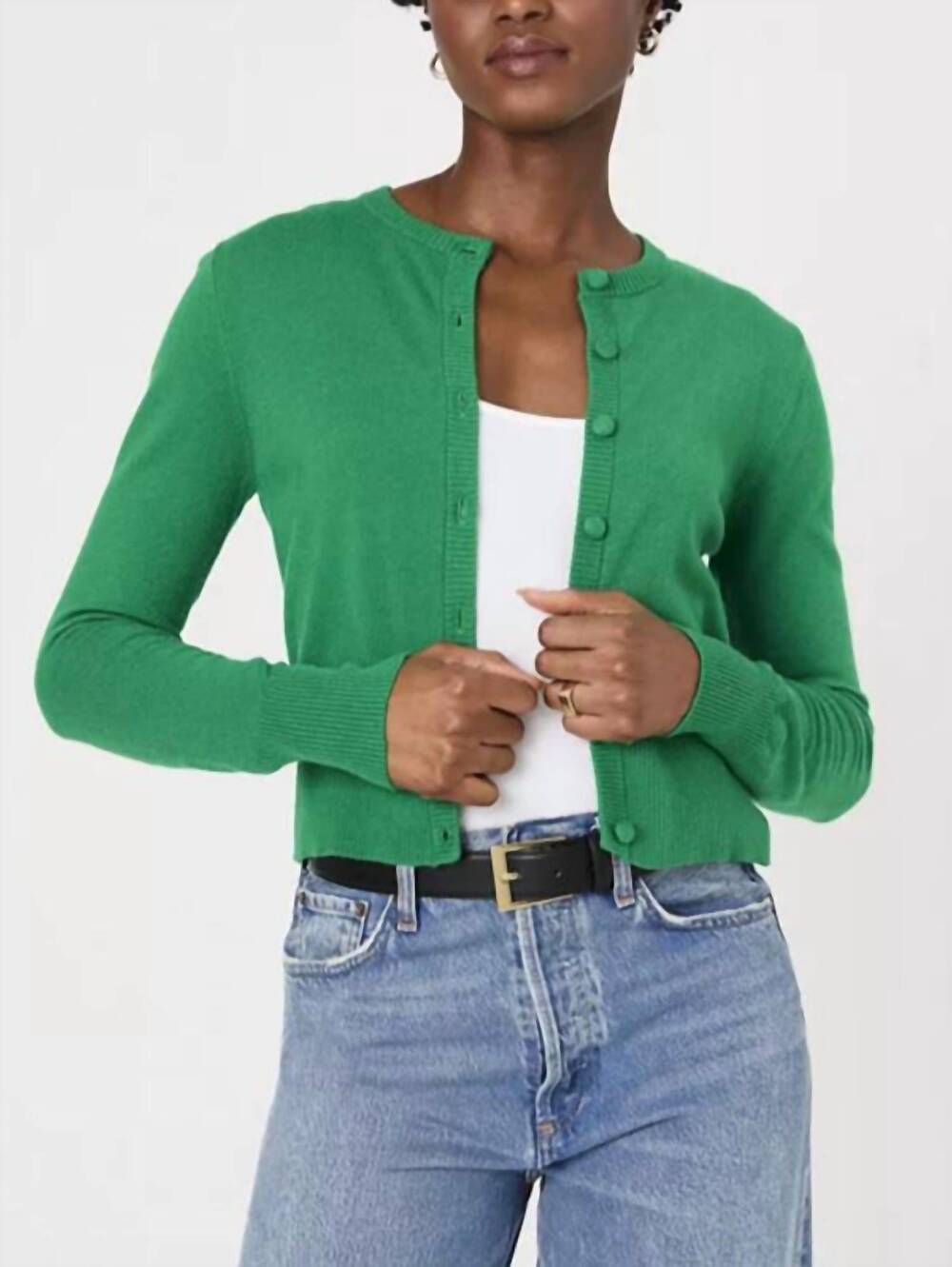 NEW FRENCH CONNECTION nylon polyester cardigan in grenn tamberine